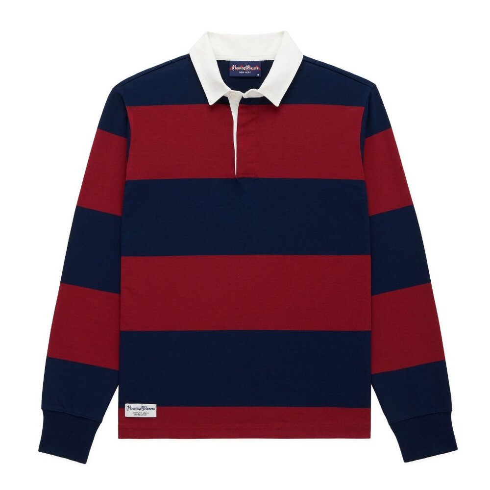 Rowing Blazers Rugby Polo Shirt - Burgundy Red/Navy Bue - Size Medium